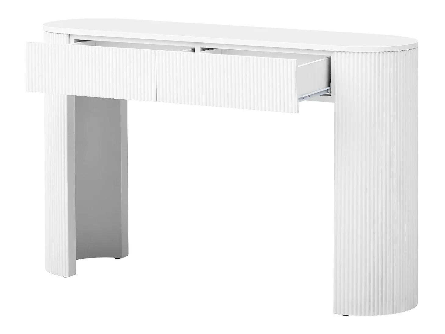 Mesa console 120x33x76cm - con 2 gavetas - Cantos arredondados - MDF - Branco