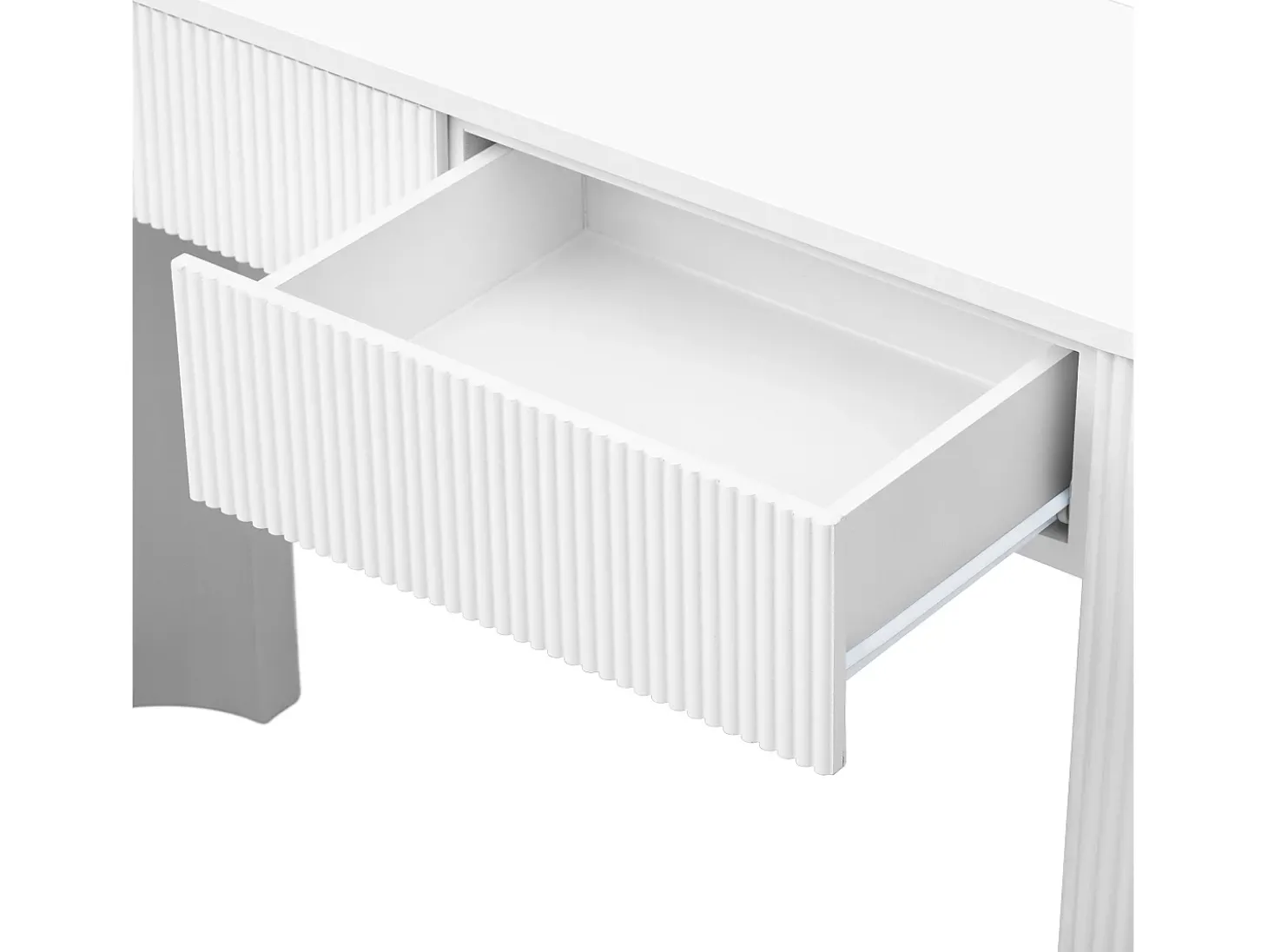 Mesa console 120x33x76cm - con 2 gavetas - Cantos arredondados - MDF - Branco