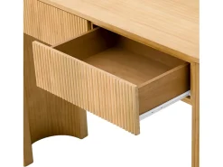 Mesa console 120x33x76cm - con 2 gavetas - Cantos arredondados - MDF - Natural
