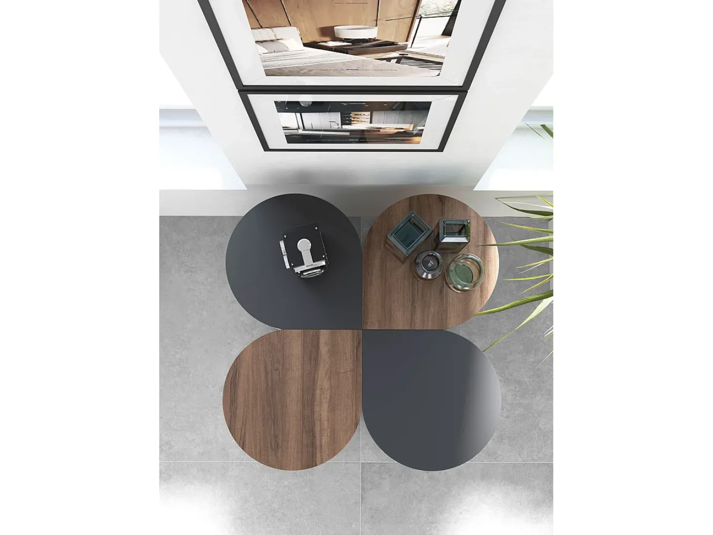 Mesa de apoio - A62cm x L46cm x P55cm nogueira -Trébol