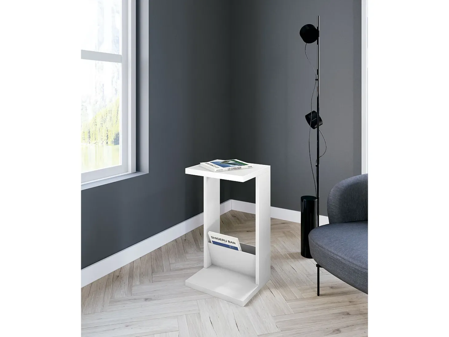 Mesa de apoio - A70cm x L40cm x P35cm branco -Trébol