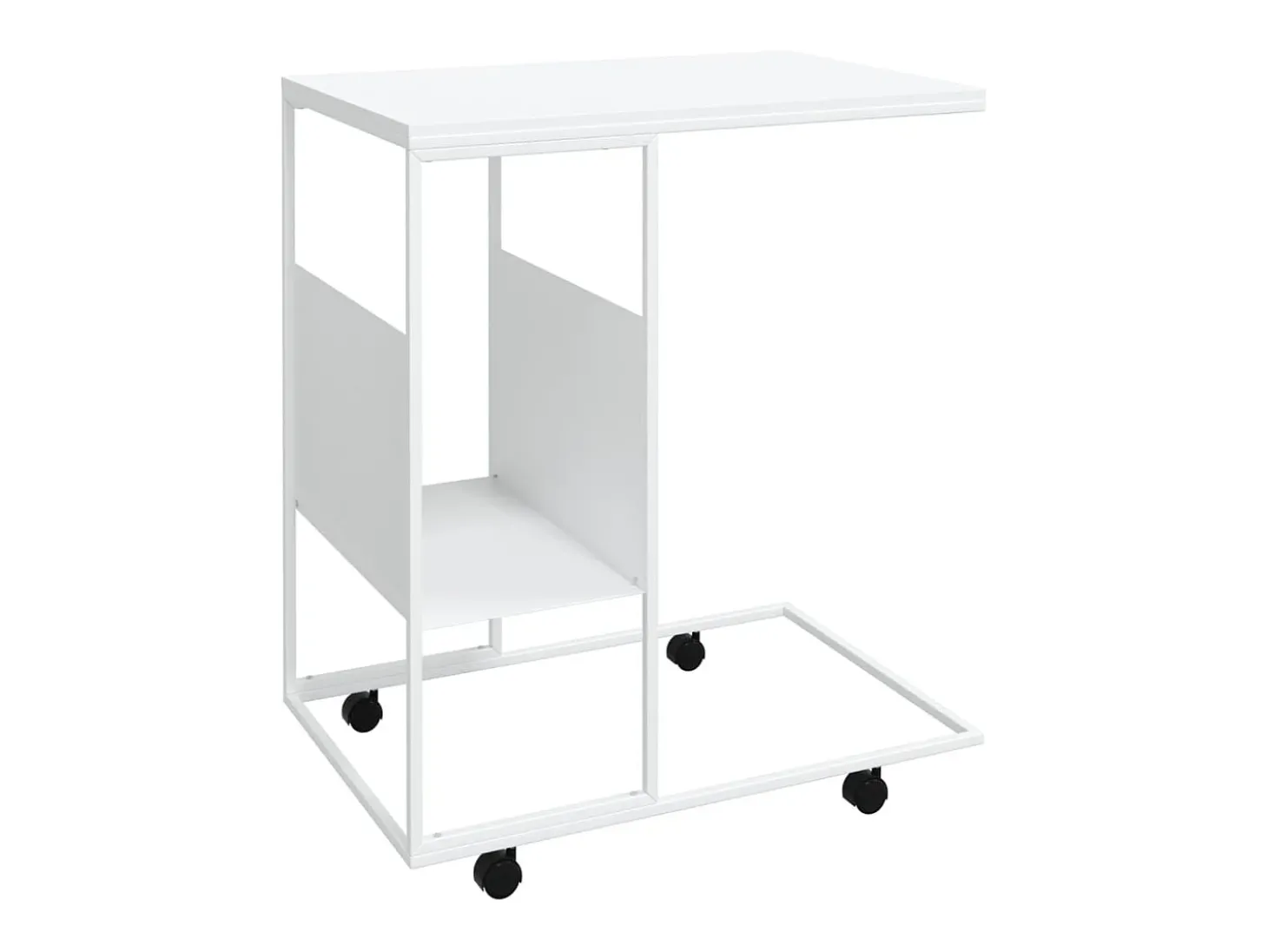 Mesa de apoio c/ rodas 55x36x63,5cm derivados de madeira branco PT428296