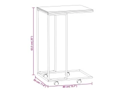 Mesa de apoio c/ rodas 40x30x63,5cm derivados de madeira preta