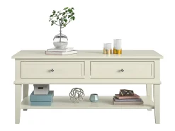 Mesa de apoio com 2 gavetas em MDF cor-de-rosa