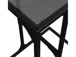 Mesa de apoio com vidro preto 40x30x61,5 cm aço
