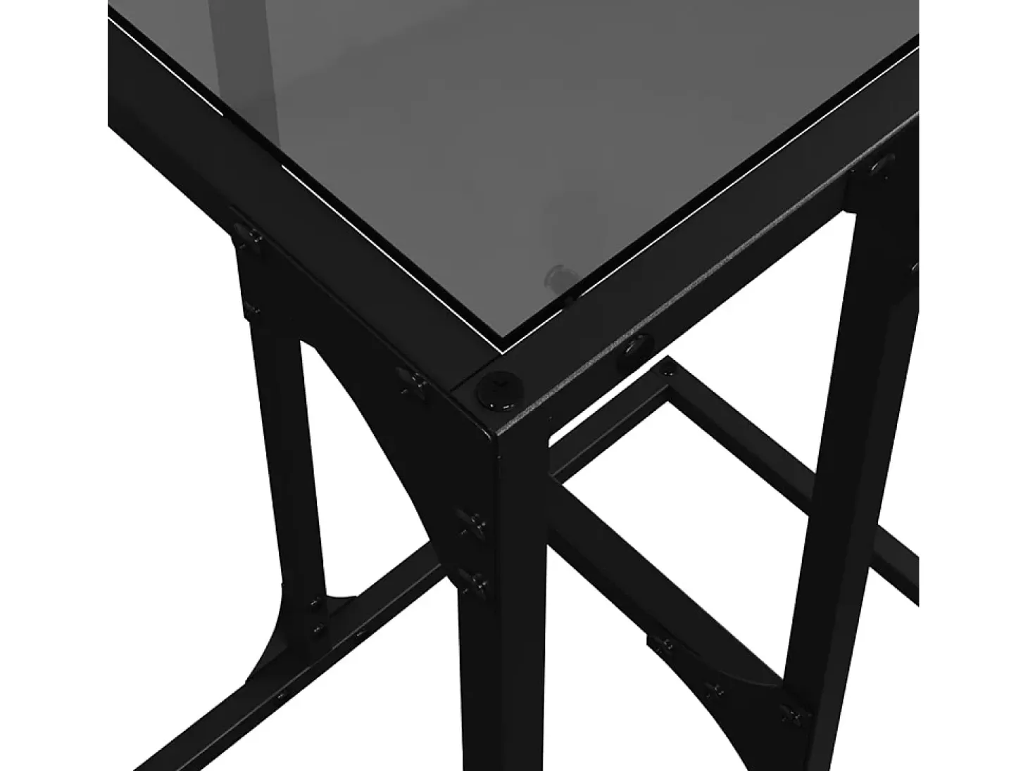 Mesa de apoio com vidro preto 40x30x61,5 cm aço