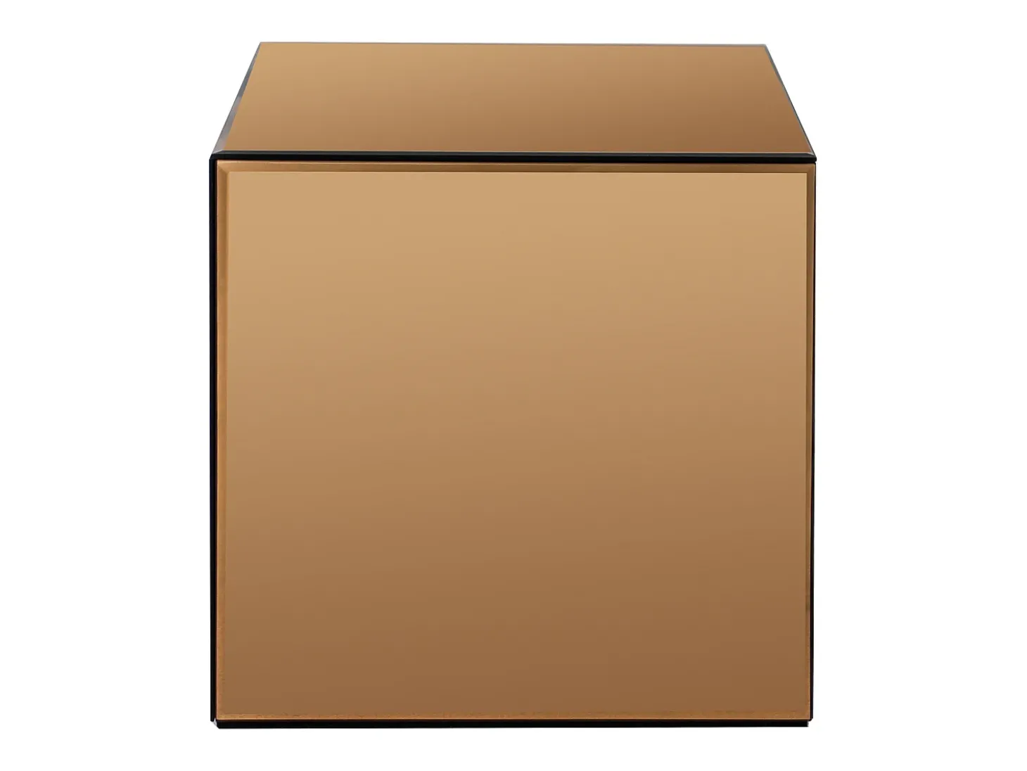 Mesa de apoio em espelho fumê e MDF - Marrom - CUBIX
