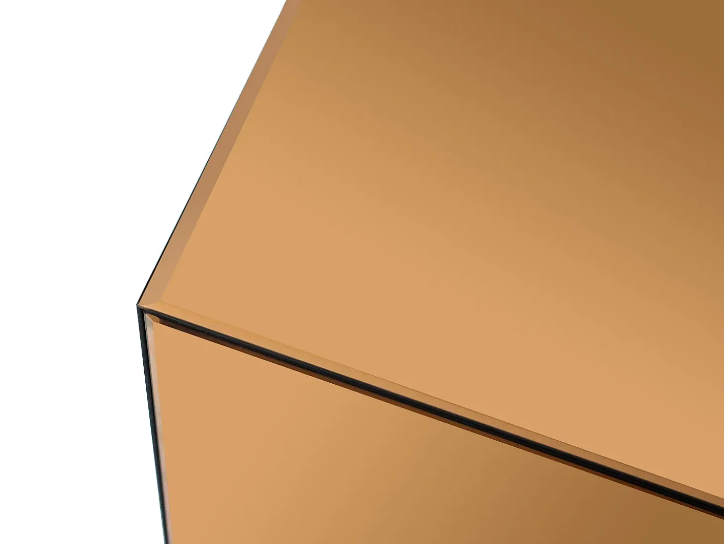 Mesa de apoio em espelho fumê e MDF - Marrom - CUBIX