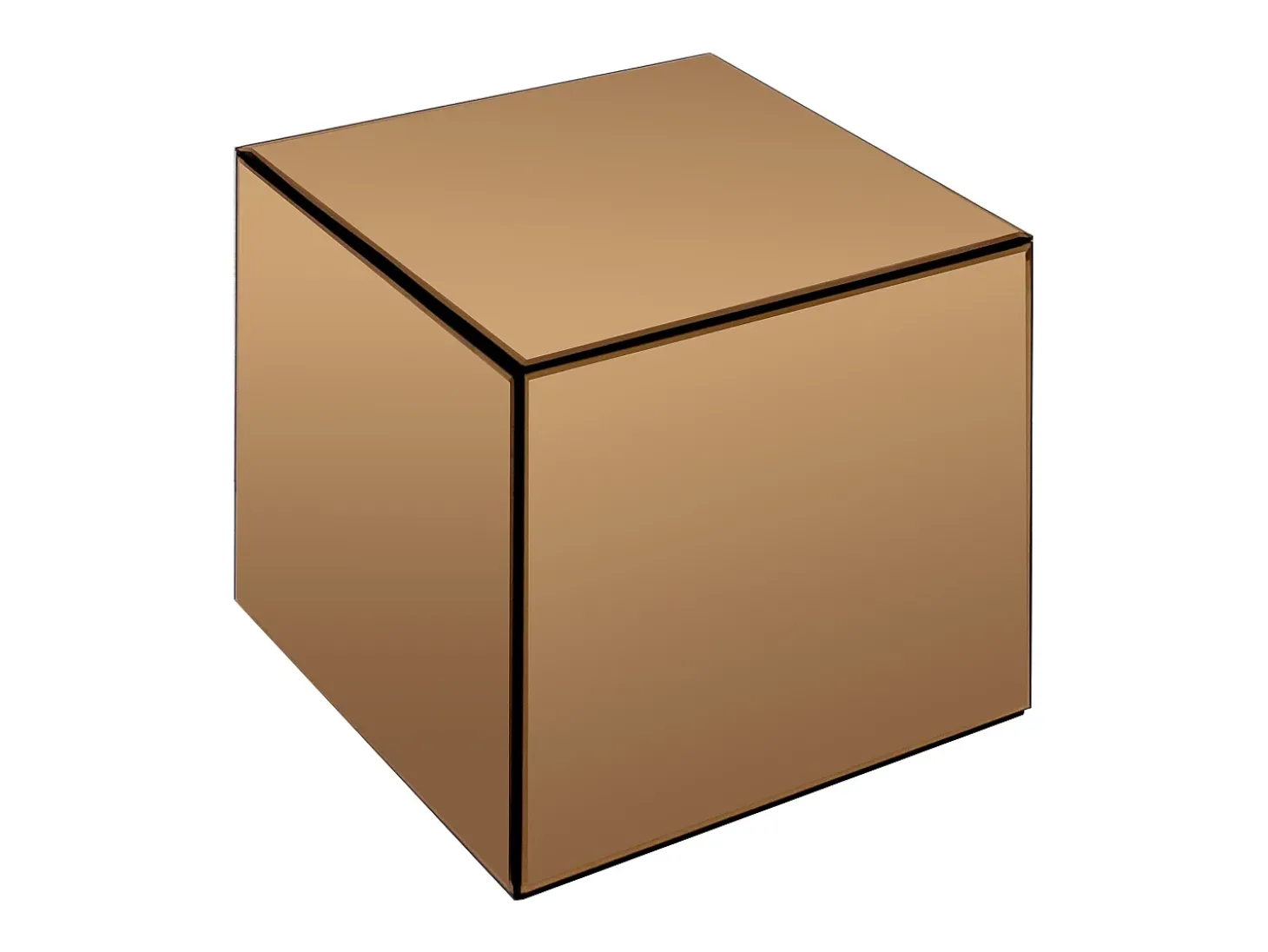 Mesa de apoio em espelho fumê e MDF - Marrom - CUBIX