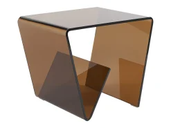 Mesa de apoio em vidro temperado curvo - Castanho - ZENIA