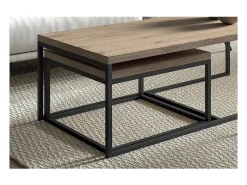 Mesa de apoio estilo industrial HELLINGTON com efeito de carvalho envelhecido - Mesa de centro - Conjunto de 3 peças