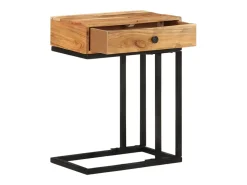 Mesa de apoio formato em U 45x30x61 cm madeira de acácia maciça