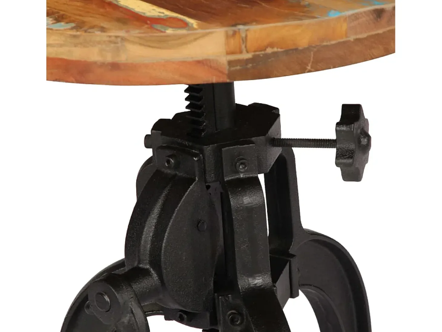 Mesa de apoio 45x (45-62) cm madeira recuperada e ferro fundido