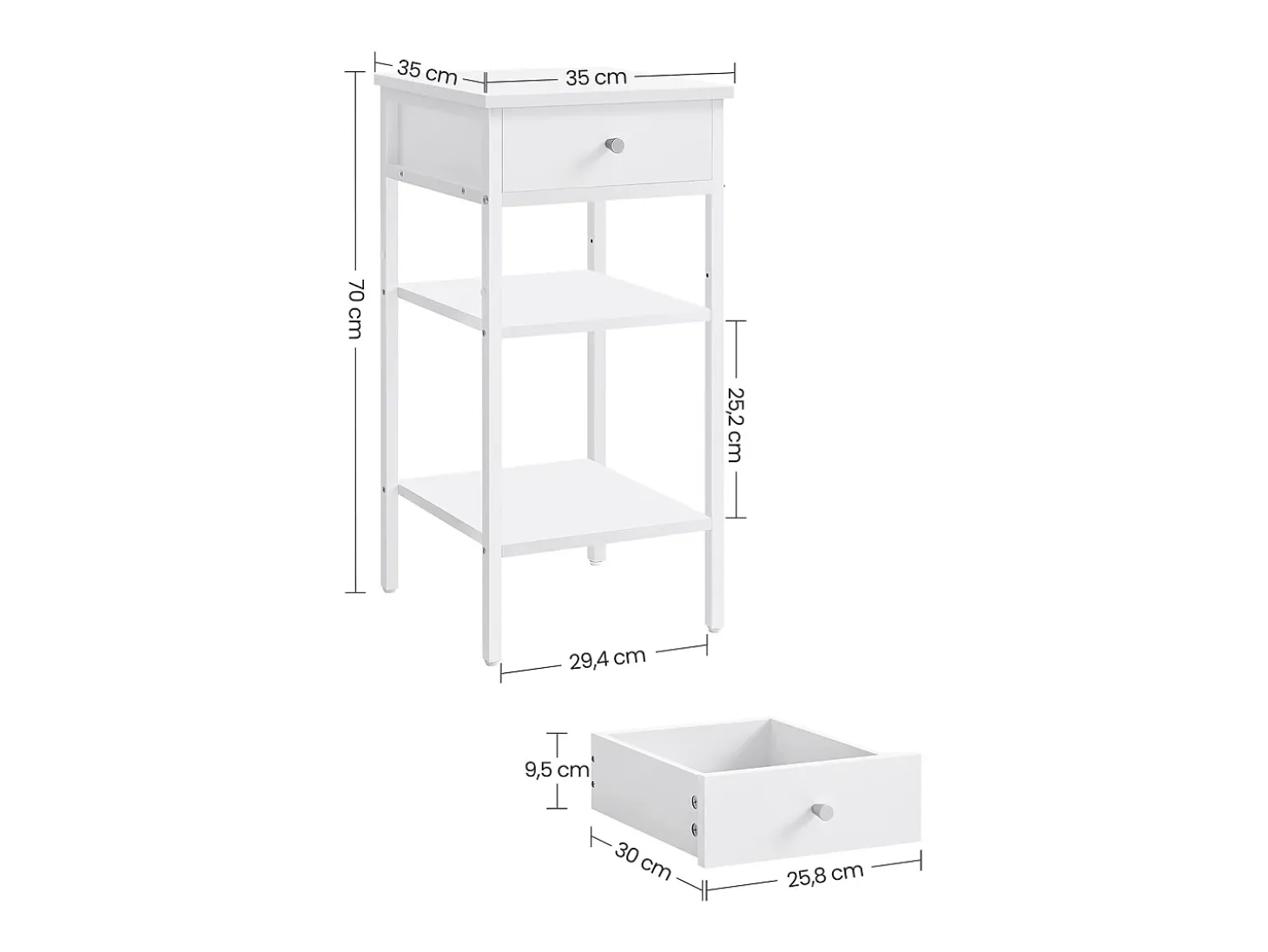 Mesa de Apoio 35x35x70 cm branco