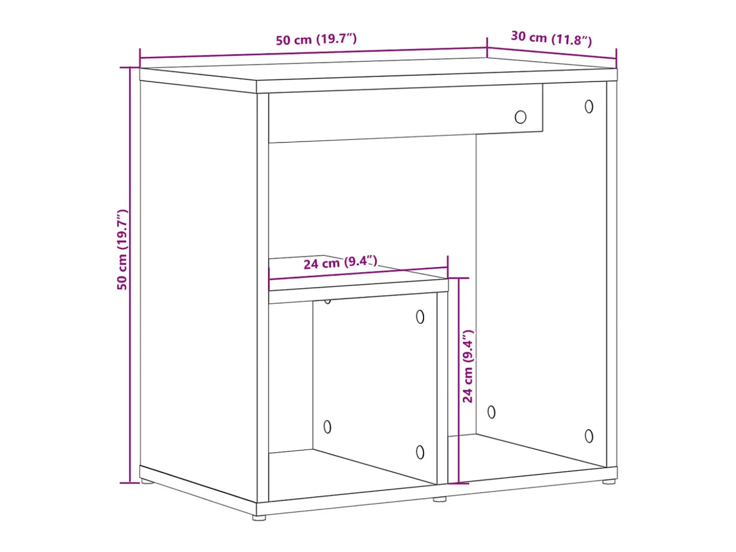 Mesa de apoio 50x30x50 cm contraplacado preto
