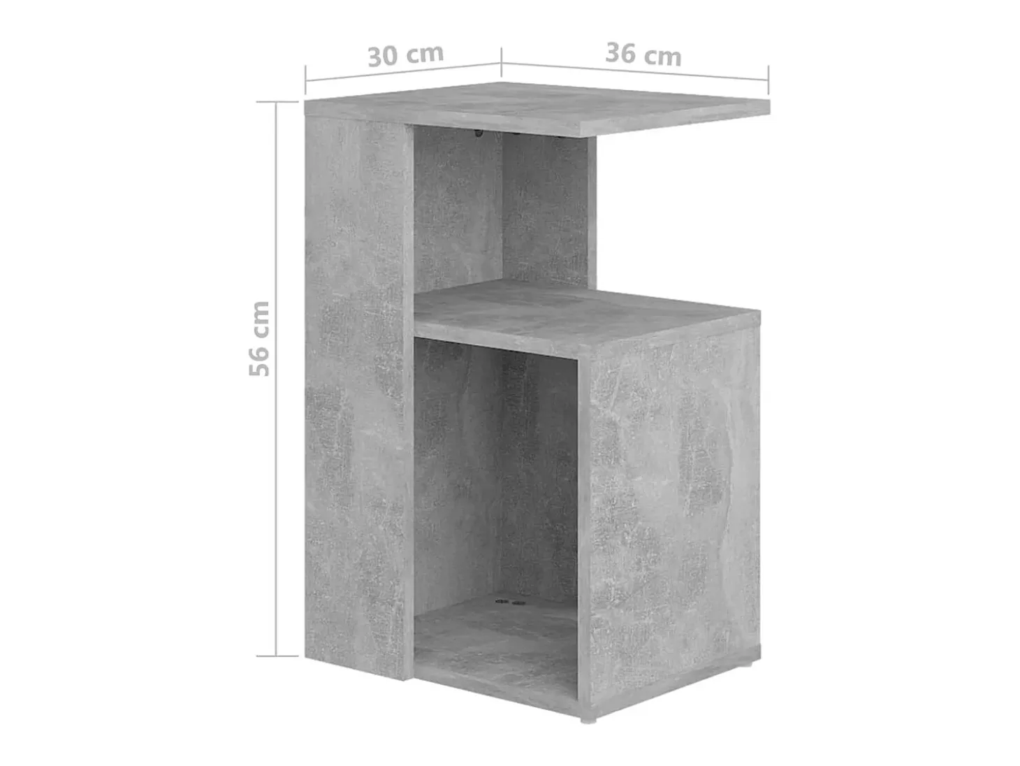 Mesa de apoio 36x30x56 cm contraplacado cinzento cimento