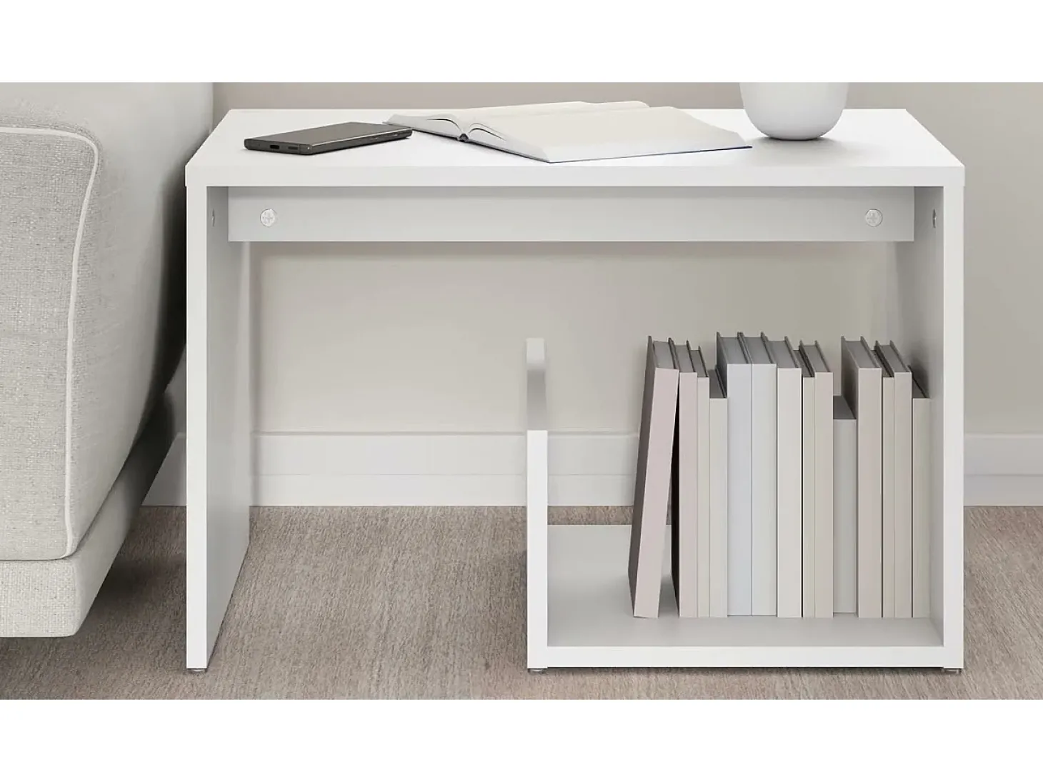 Mesa de apoio 59x36x38 cm derivados de madeira branco