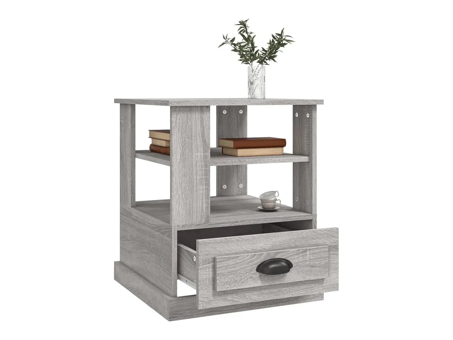 Mesa de apoio 50x50x60 cm derivados de madeira cinzento sonoma