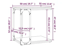 Mesa de apoio 50x35x52 cm derivados de madeira cinzento sonoma