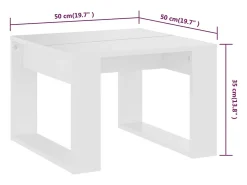 Mesa de apoio 50x50x35 cm derivados de madeira branco