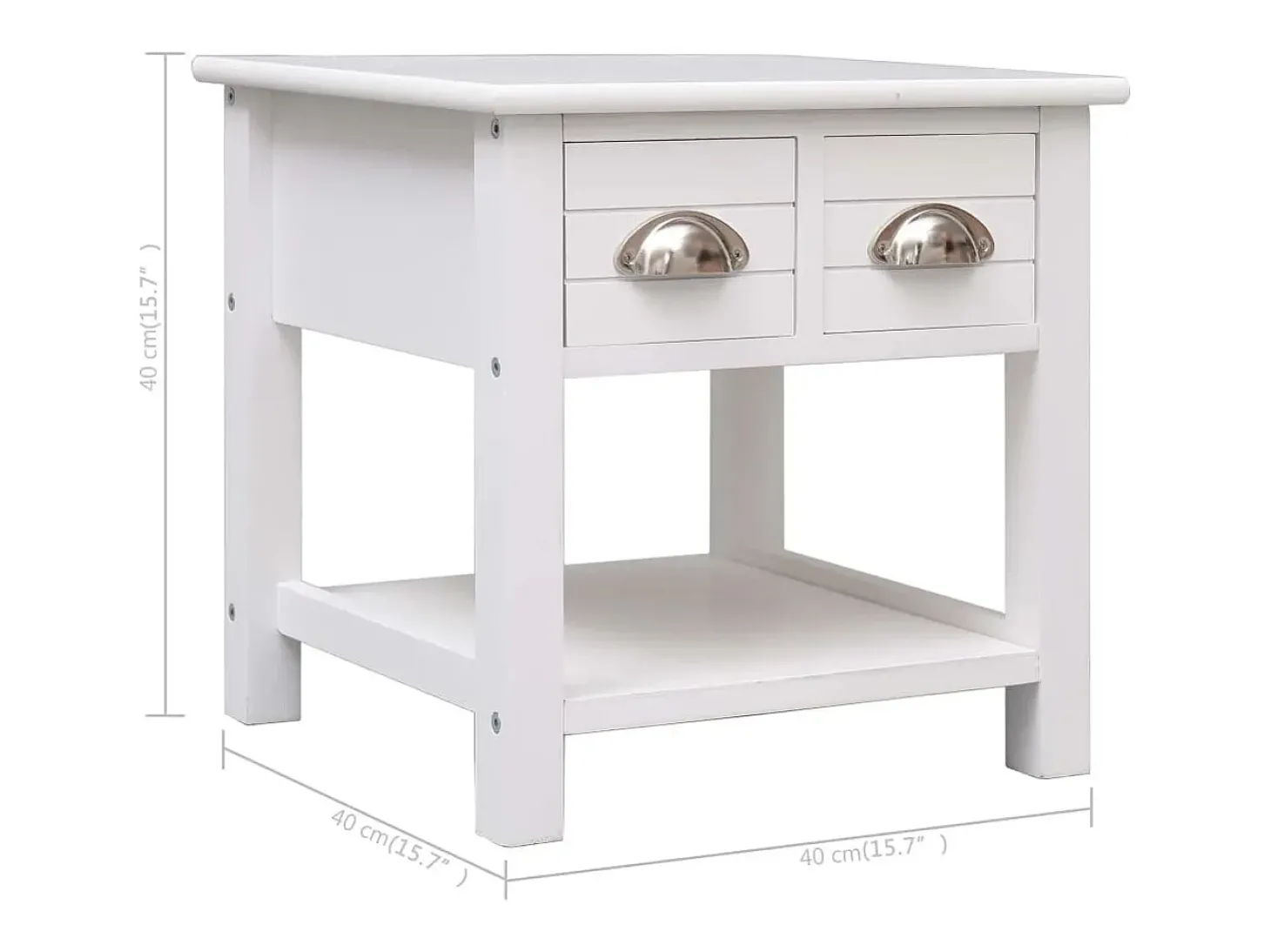 Mesa de apoio 40x40x40 cm madeira de paulownia branco