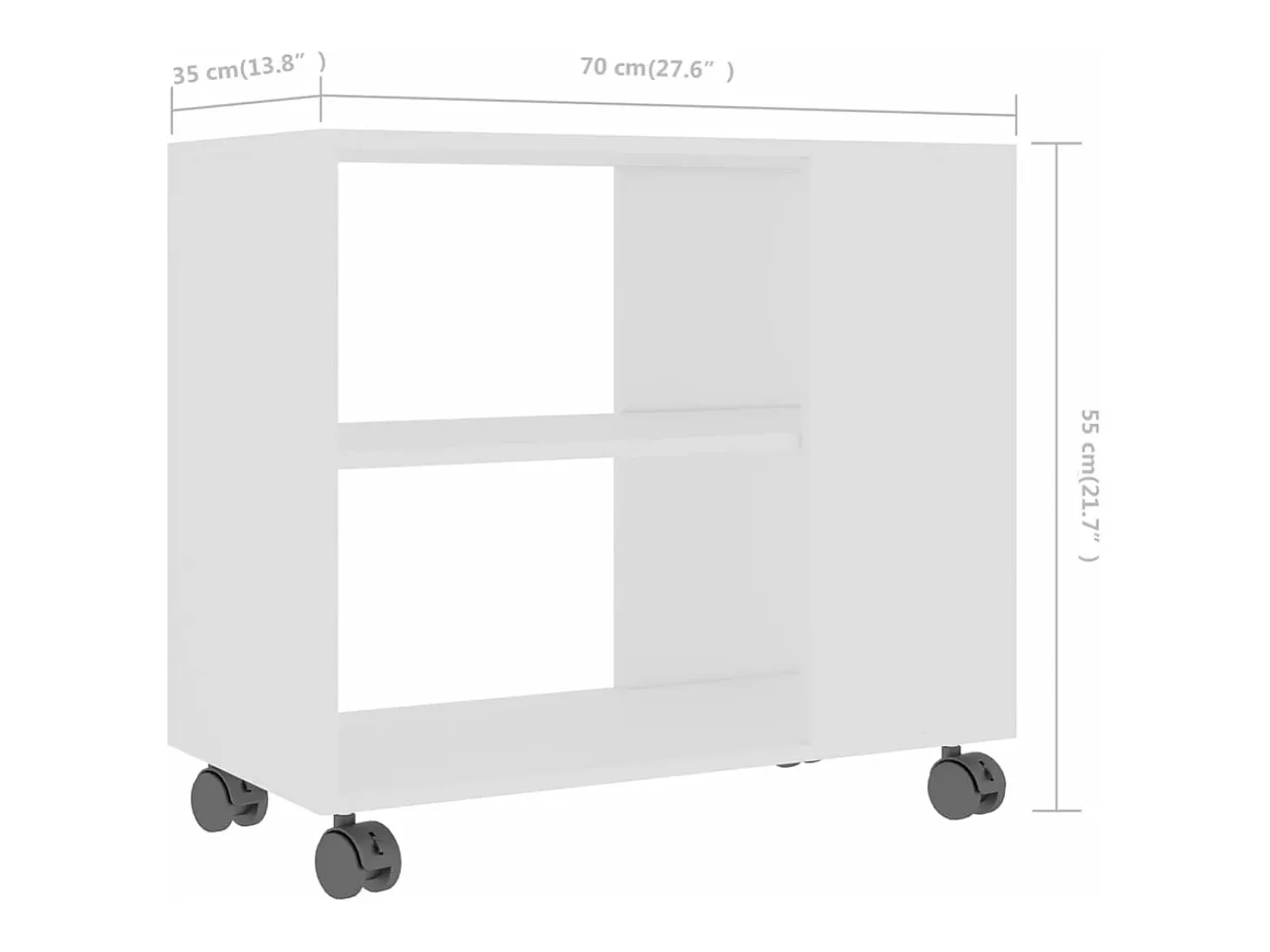 Mesa de apoio 70x35x55 cm madeira processada branco