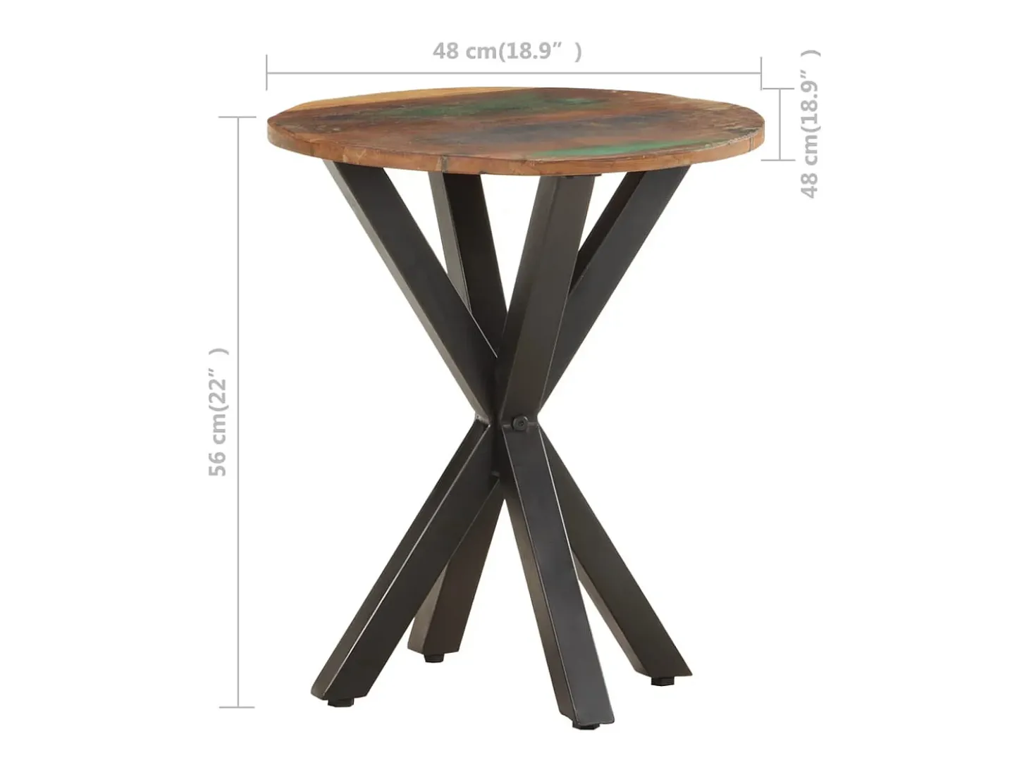 Mesa de apoio 48x48x56 cm madeira recuperada maciça