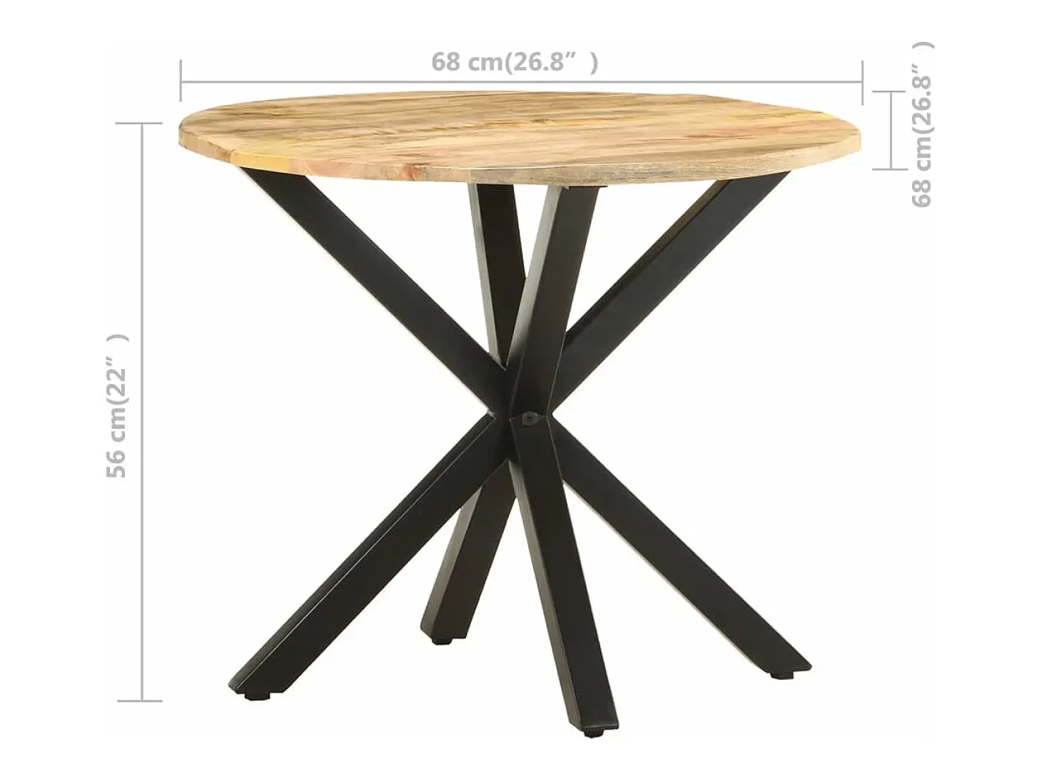 Mesa de apoio 68x68x56 cm madeira de mangueira maciça