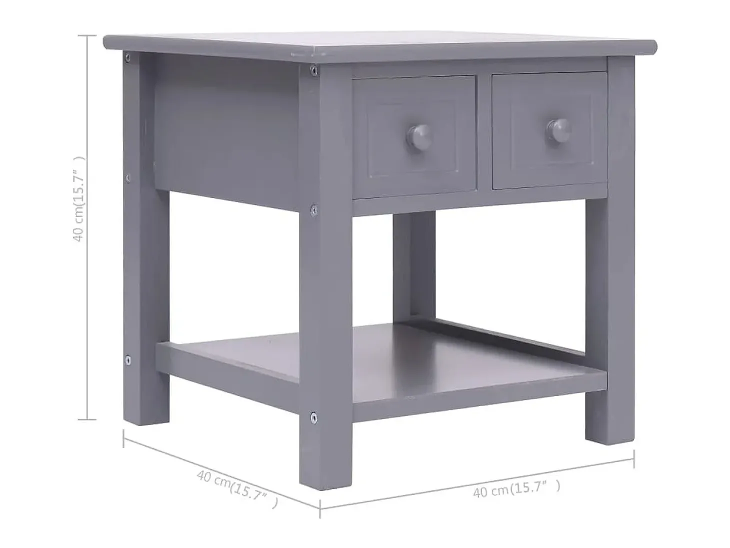 Mesa de apoio 40x40x40 cm madeira de paulownia cinzento