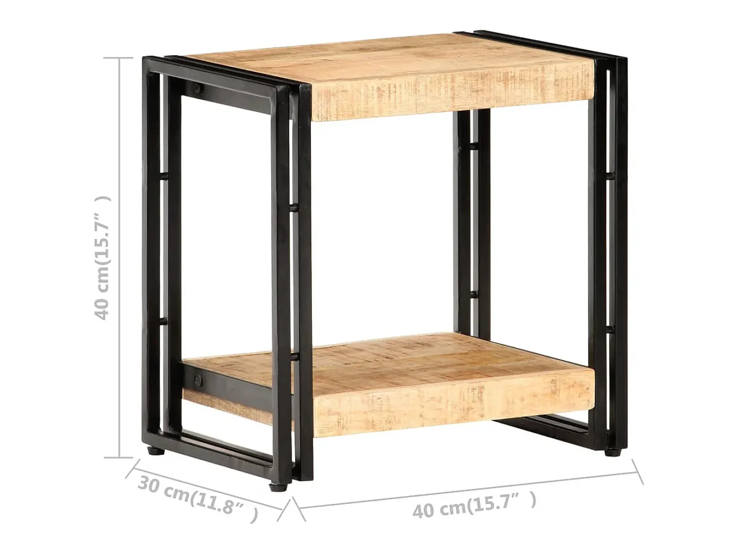 Mesa de apoio 40x30x40 cm madeira de mangueira áspera