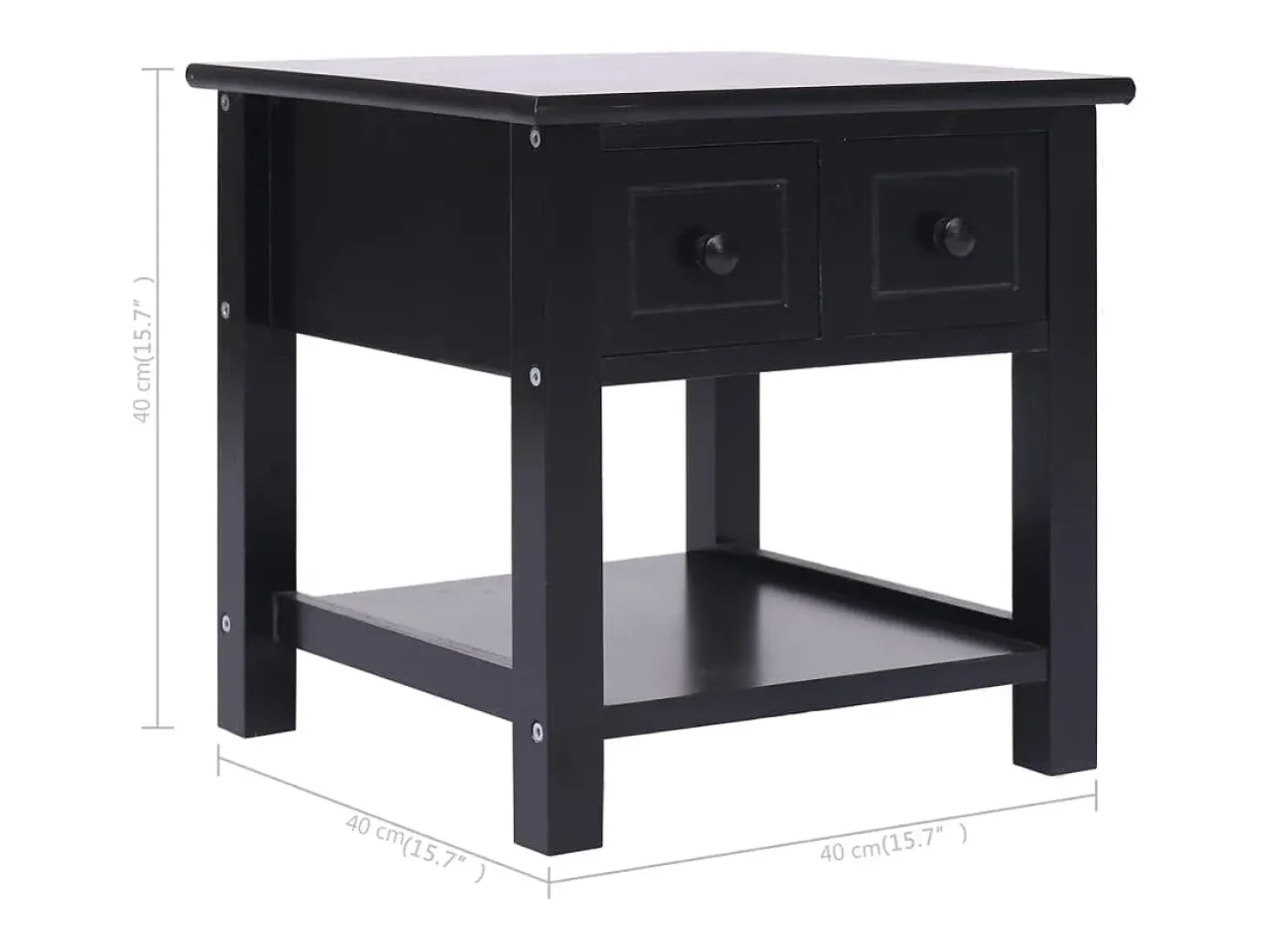 Mesa de apoio 40x40x40 cm madeira de paulownia preto