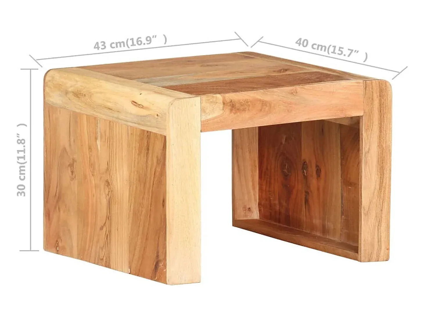 Mesa de apoio 43x40x30 cm madeira de acácia maciça