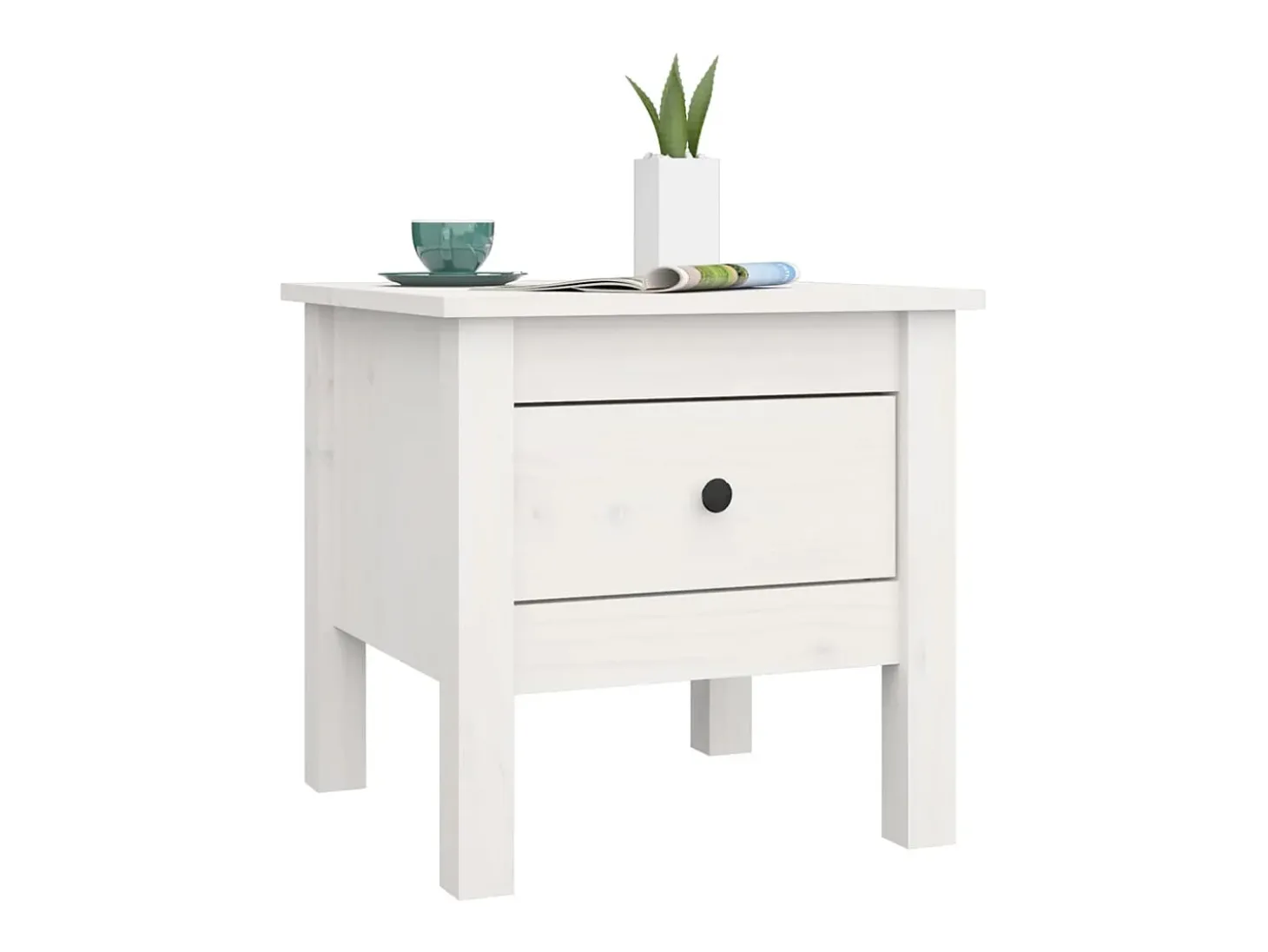 Mesa de apoio 40x40x39 cm pinho maciço Branco
