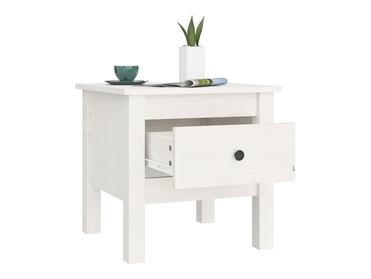 Mesa de apoio 40x40x39 cm pinho maciço Branco