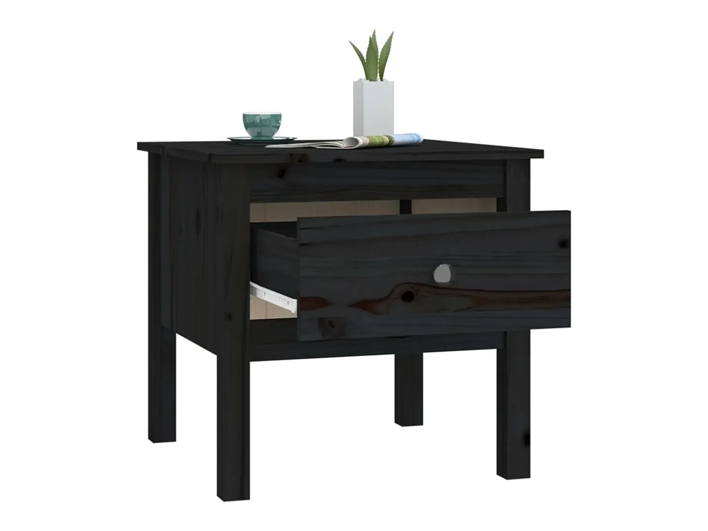 Mesa de apoio 50x50x49 cm pinho maciço preto