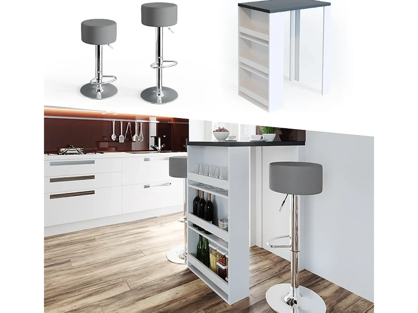 Mesa de bar antracite/branco 57x80x106