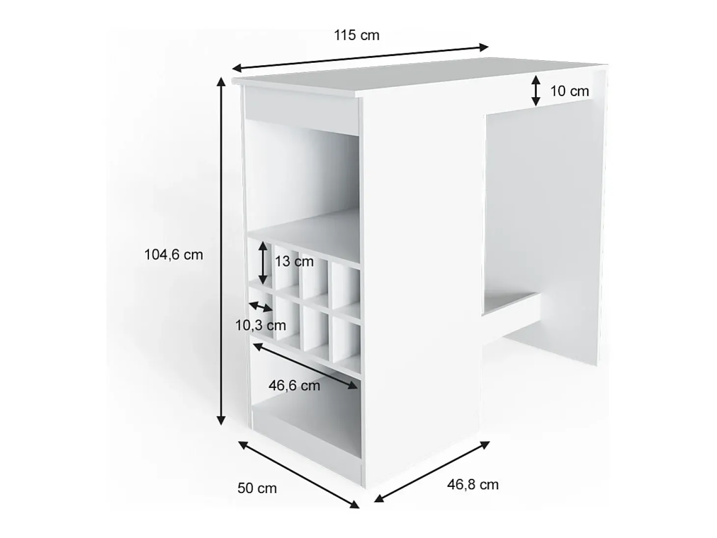 Mesa de bar branco 115x50x104.6 ross