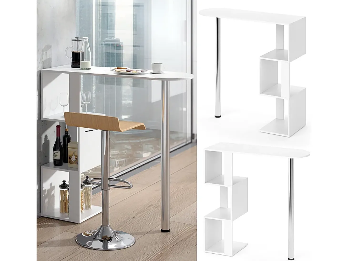 Mesa de bar branco 113x39.8x111.8 vincent