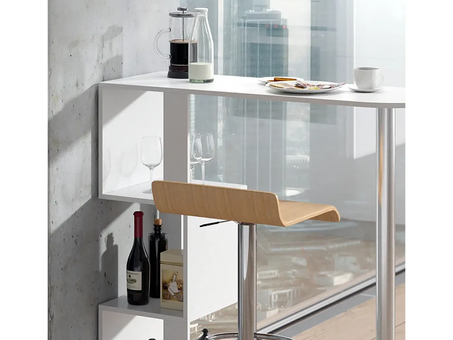 Mesa de bar branco 113x39.8x111.8 vincent