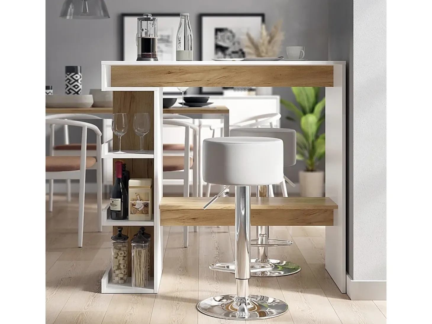 Mesa de bar carvalho branco/dourado 108x50x103 dana