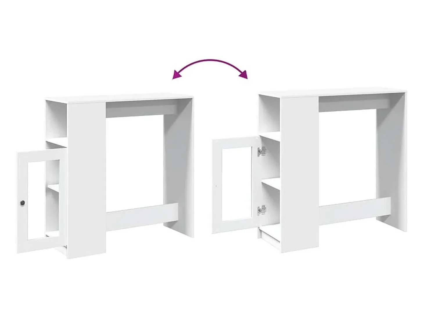 Mesa de bar com prateleiras derivados de madeira branco