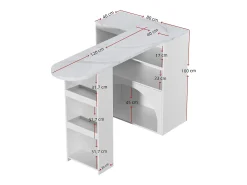 Mesa de bar giratória com espaço de arrumação e local para animais de estimação - Tampo com efeito mármore - Branco