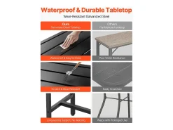 Mesa de Bar SucceBuy Alta Exterior, 100 x 37,5 cm, Mesa de Jantar Retangular, com Tampo Impermeável, Estrutura de Metal Resistente, Mobiliário de Jardim
