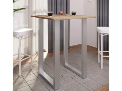Mesa de bar VCM | Tresen | Mesa em pé | Mesa alta | Mesa de mesa com rolamentos - Xona 80x50 cm (Prata / Sonoma Oak)
