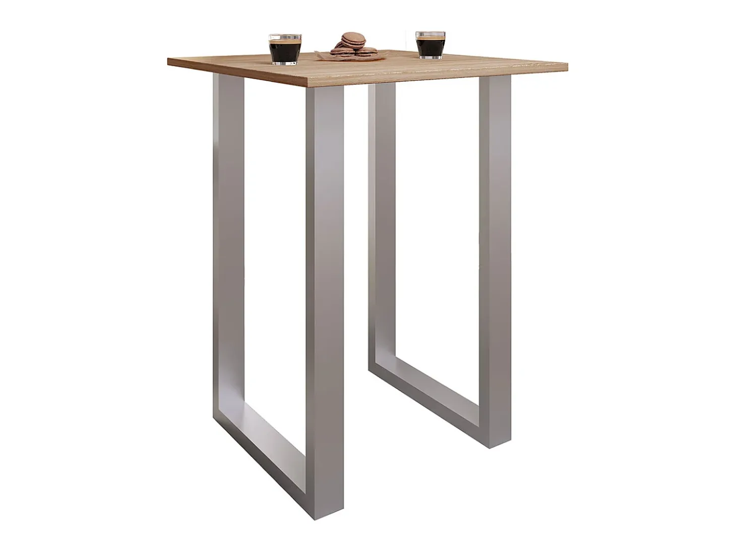 Mesa de bar VCM | Tresen | Mesa em pé | Mesa alta | Mesa de mesa com rolamentos - Xona 80x50 cm (Prata / Sonoma Oak)