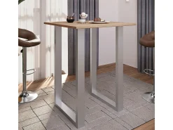 Mesa de bar VCM | Tresen | Mesa em pé | Mesa alta | Mesa de mesa com rolamentos - Xona 80x80 cm (Prata / Sonoma Oak)