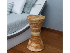 Mesa de cabeceira inovadora e elegante em mármore ônix