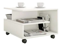Mesa de café de madeira VCM Sofatic Sala de estar Mesa de rolamento Mesa de café Stango S (Branco)