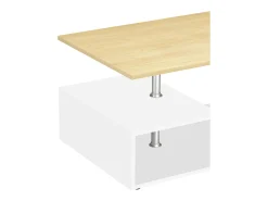 Mesa de café de madeira VCM Sofatic Sala de estar Mesa de mesa lateral Mesa de café Maliso M (branco / mel de carvalho)