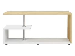 Mesa de café de madeira VCM Sofatic Sala de estar Mesa de mesa lateral Mesa de café Maliso M (branco / mel de carvalho)